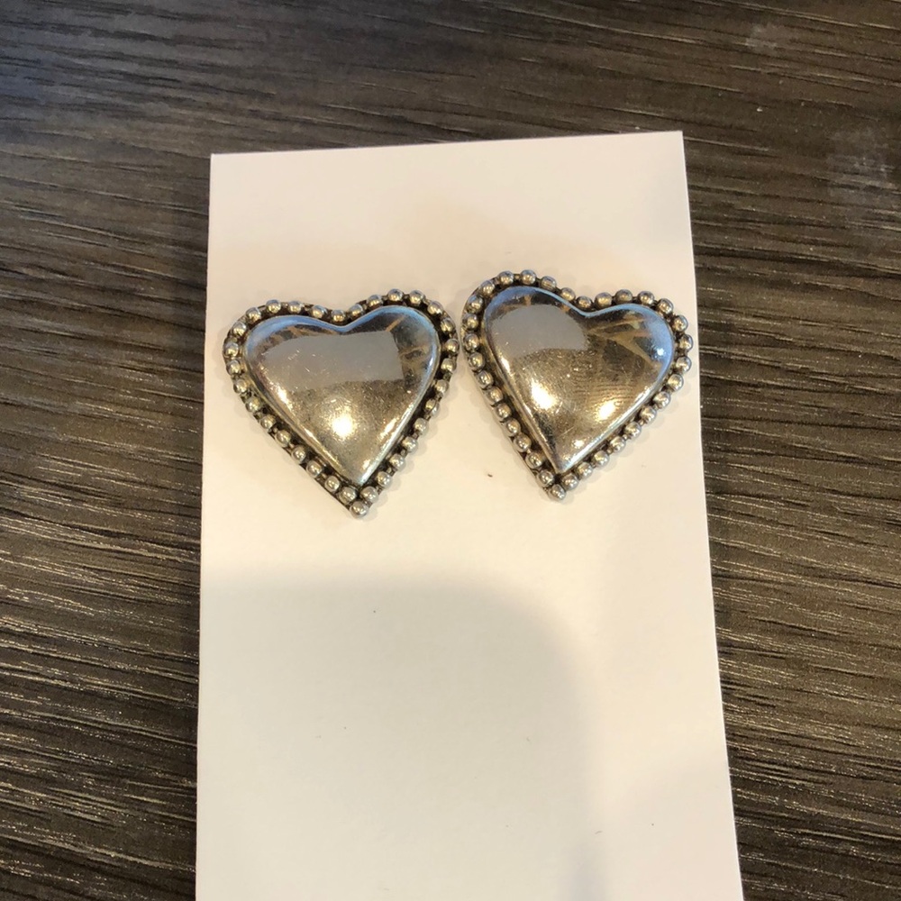 Western Silver Heart Stud Earrings